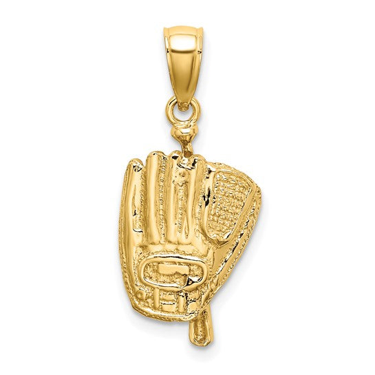 10K Yellow Gold Baseball Bat And Glove Pendant