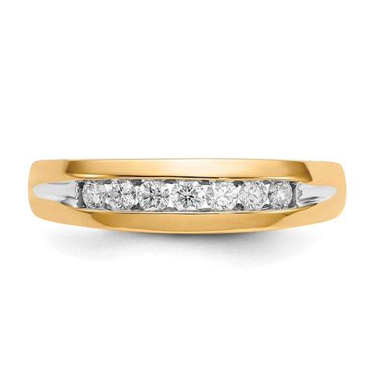 10K Yellow Gold 1/3 Carat 7 Stone Men's Wedding Band Ring