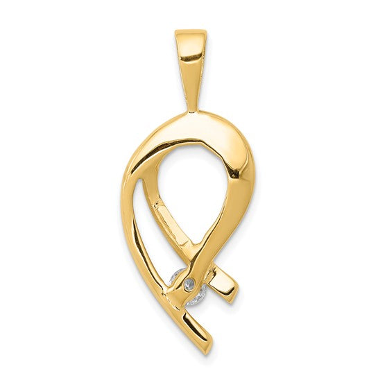 14K White/Yellow Gold Swoop .25 Carat Diamond Chain Slide