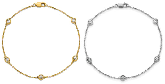 14K Yellow/White Gold 5 Station 1/3ct. Diamond Bezel Bracelet