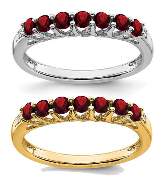 14K White/Yellow Gold Natural Garnet Band Ring