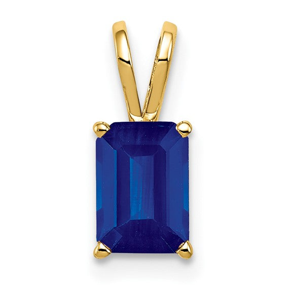 14K Yellow Gold Natural Square Sapphire Pendant