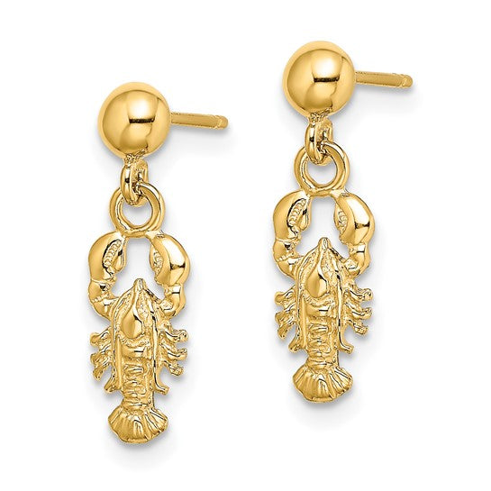10K Yellow Gold Dangle Lobster Earrings