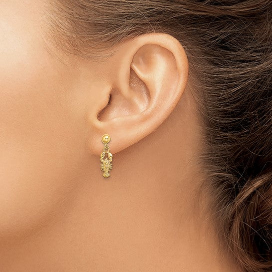 10K Yellow Gold Dangle Lobster Earrings