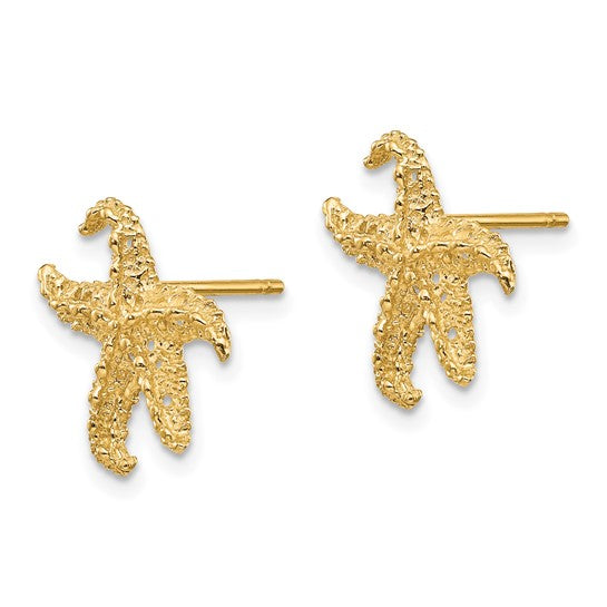 10K Yellow Gold Star Fish Earrings