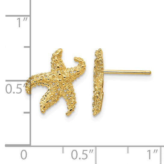 10K Yellow Gold Star Fish Earrings