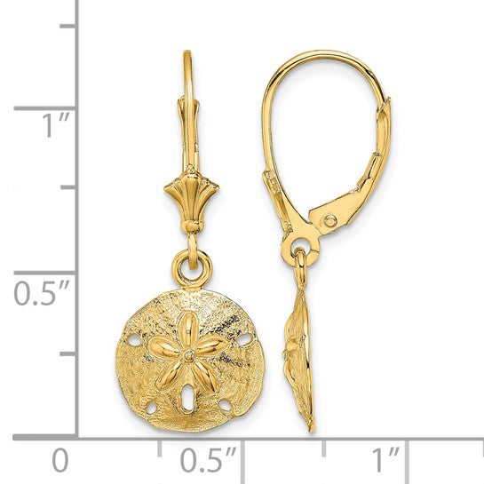 10K Yellow Gold Dangle Sand Dollar Earrings
