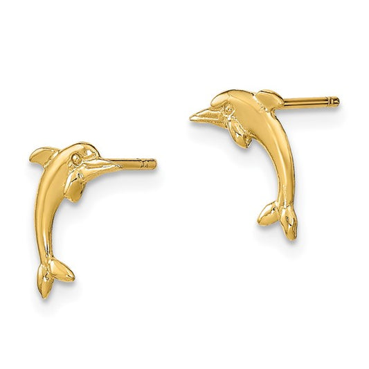 10K Yellow Gold Dolphin Stud Earrings