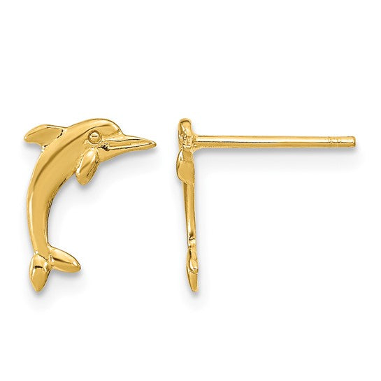10K Yellow Gold Dolphin Stud Earrings