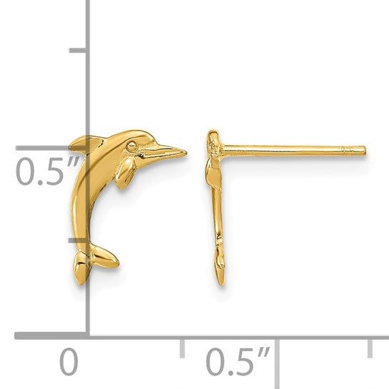 10K Yellow Gold Dolphin Stud Earrings