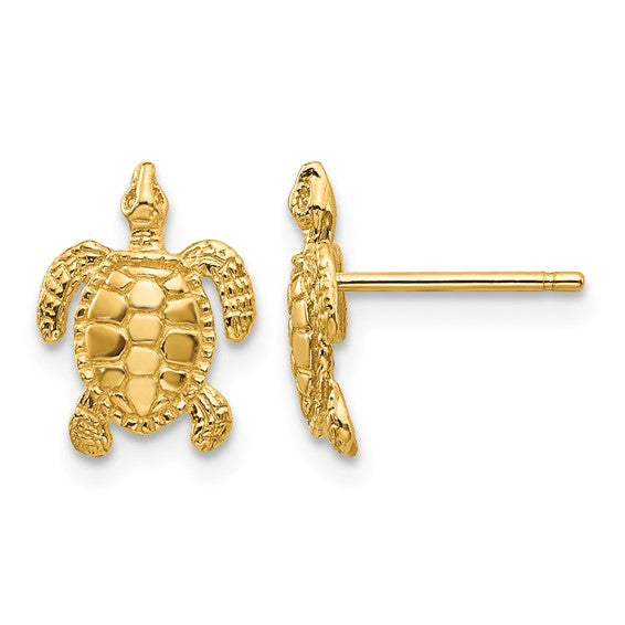 10K Yellow Gold Turtle Post Earrings