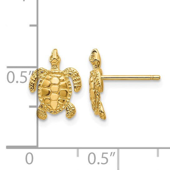 10K Yellow Gold Turtle Post Earrings