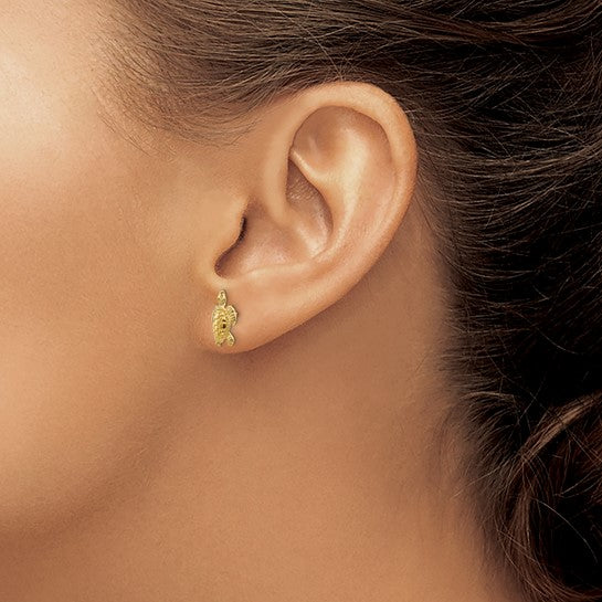 10K Yellow Gold Turtle Post Earrings