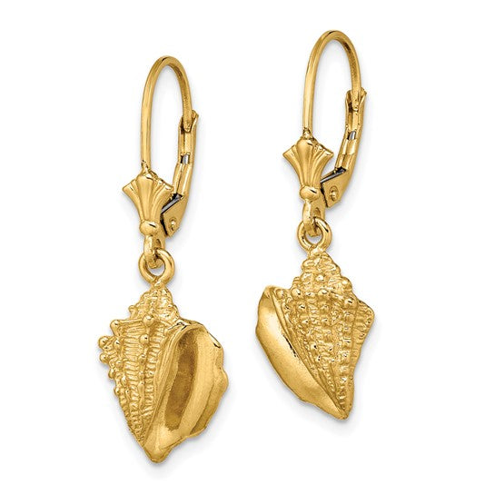 14K Yellow Gold Conch Shell Earrings