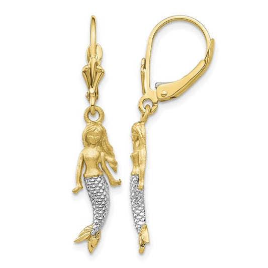 14K Yellow/White Gold Mermaid Two Tone Pendant