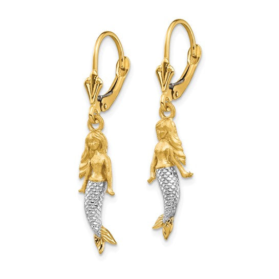 14K Yellow/White Gold Mermaid Two Tone Pendant