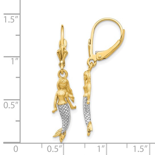 14K Yellow/White Gold Mermaid Two Tone Pendant