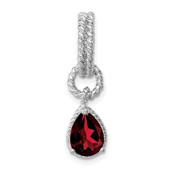 Sterling Silver Twisted Rope Natural Garnet Pendant