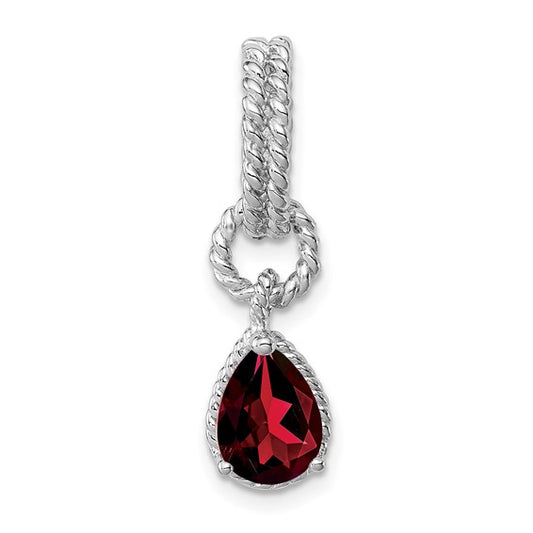 Sterling Silver Twisted Rope Natural Garnet Pendant