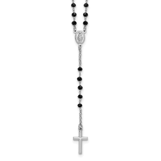 Sterling Silver Black Crystal Rosary Beads
