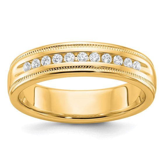 10K Yellow Gold 11 Stone 1/4 Carat Diamond Men's Wedding Band