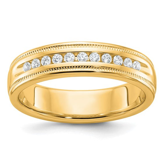 10K Yellow Gold 11 Stone 1/4 Carat Diamond Men's Wedding Band
