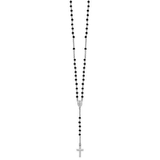 Sterling Silver Black Crystal Rosary Beads