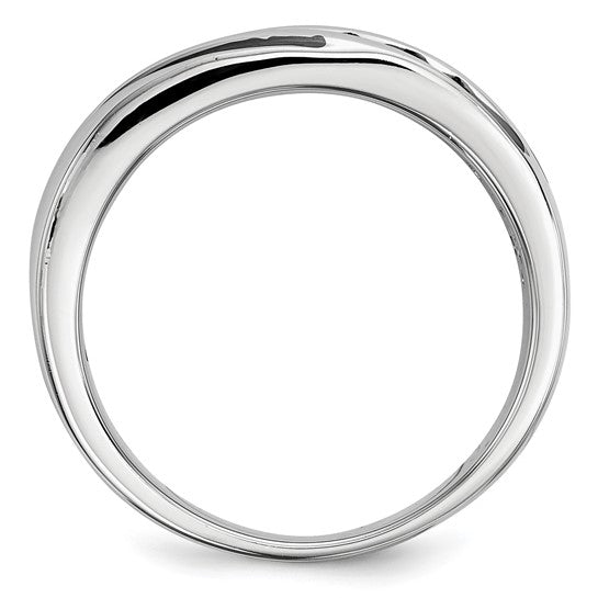 White Night White Gold Filled Sterling Silver Black Diamond Men's Wedding Band