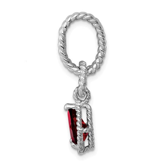 Sterling Silver Twisted Rope Natural Garnet Pendant