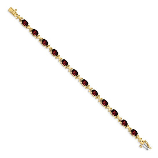 14K Yellow Gold XO 1 Carat Natural Garnet Bracelet