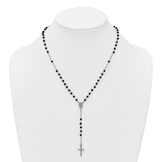 Sterling Silver Black Crystal Rosary Beads