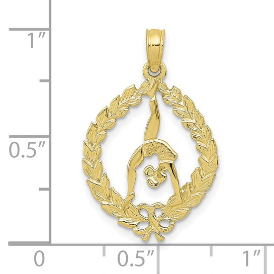 10K/14K Yellow Gold Champion Framed Gymnastics Pendant