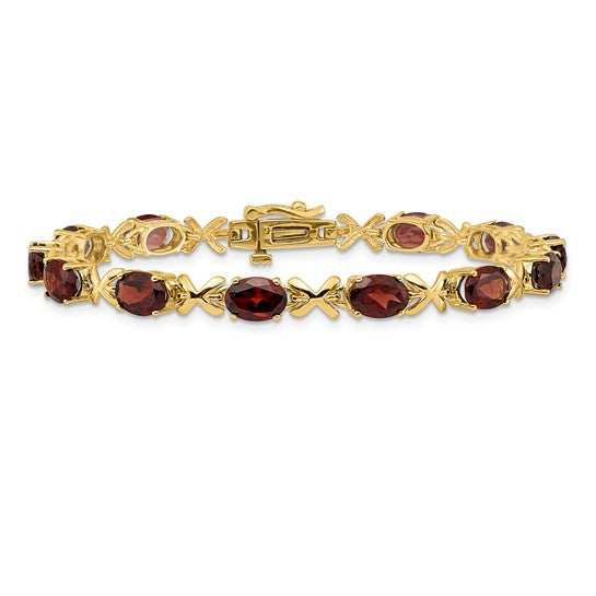 14K Yellow Gold XO 1 Carat Natural Garnet Bracelet