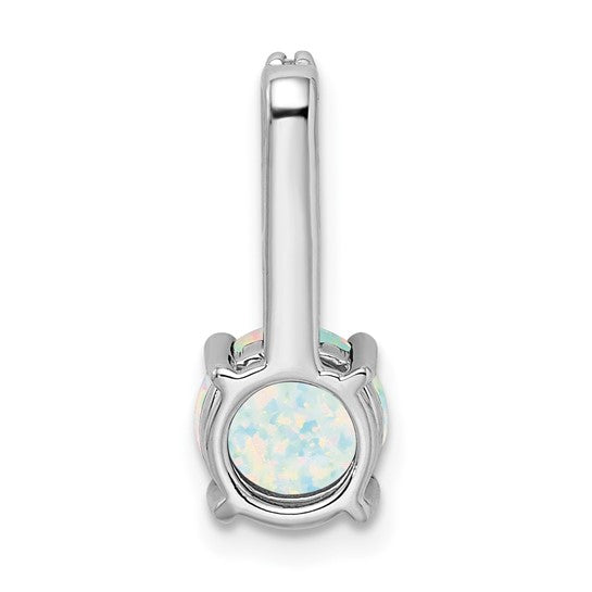 14K White Gold Natural Diamond & Lab Created Opal Pendant