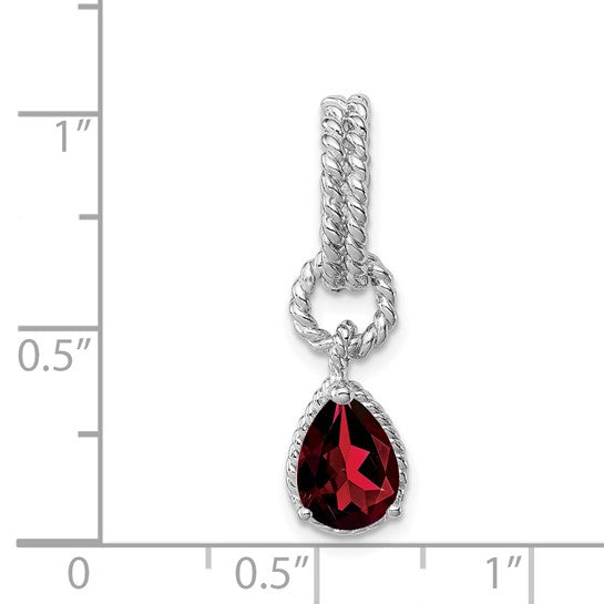Sterling Silver Twisted Rope Natural Garnet Pendant