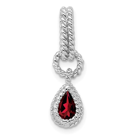 Sterling Silver Twisted Rope Natural Garnet Pendant