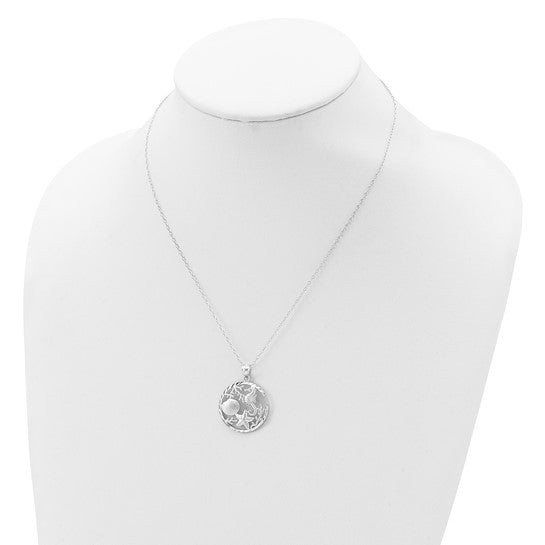 Sterling Silver Rhodium Plated Circle Of Sea Life Necklace & Pendant