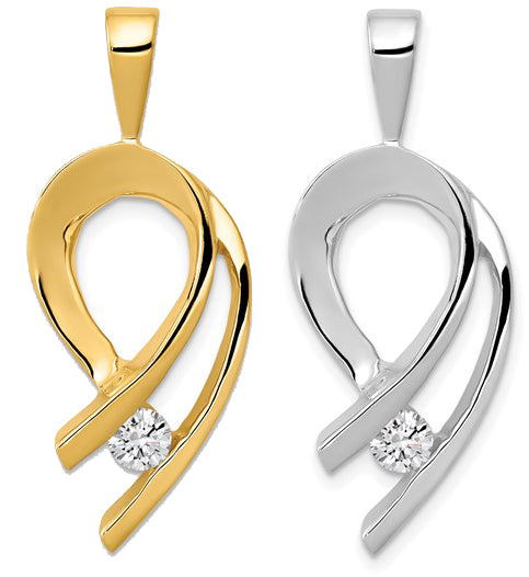 14K White/Yellow Gold Swoop .25 Carat Diamond Chain Slide