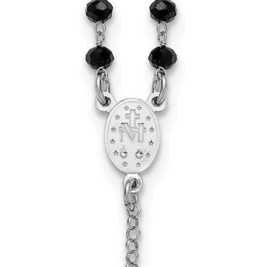 Sterling Silver Black Crystal Rosary Beads