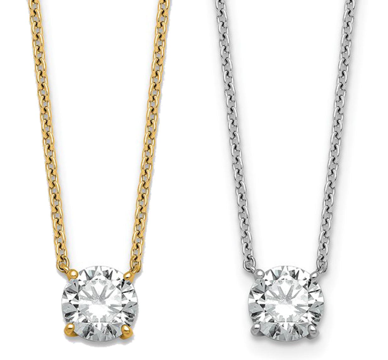 14K Yellow/White Gold .5 - 4 Carat Solitaire Certified Lab Grown Diamond Necklace