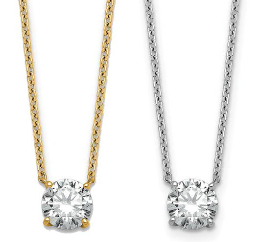 14K Yellow/White Gold .5 - 4 Carat Solitaire Certified Lab Grown Diamond Necklace