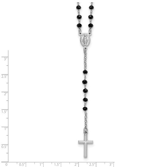 Sterling Silver Black Crystal Rosary Beads