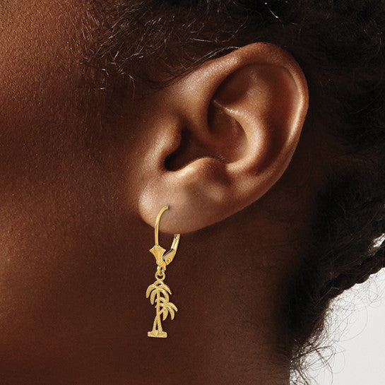 14K Yellow Gold Palm Tree Pendants