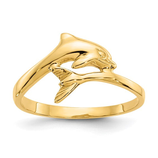 10K Yellow Gold Dolphin Bipass Ring