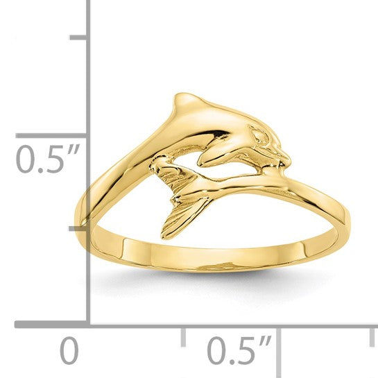 10K Yellow Gold Dolphin Bipass Ring