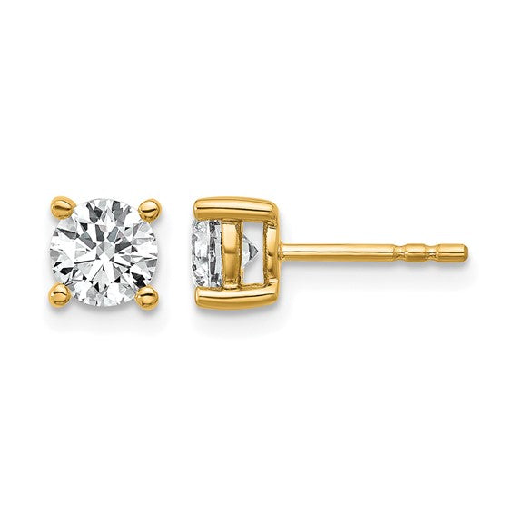 10K White/Yellow Gold Diamond Round Cut Stud Earrings