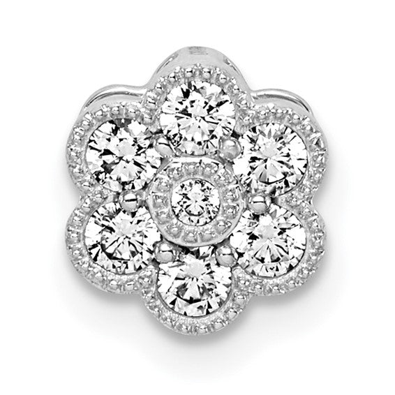 14K White Gold 1/4 Carat Diamond Flower Chain Slide