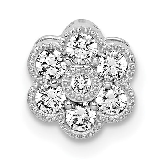 14K White Gold 1/4 Carat Diamond Flower Chain Slide