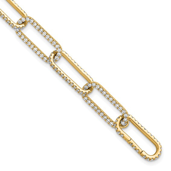 14K 3 1/2 Carat Lab Grown Diamond Pave Paperclip Bracelet