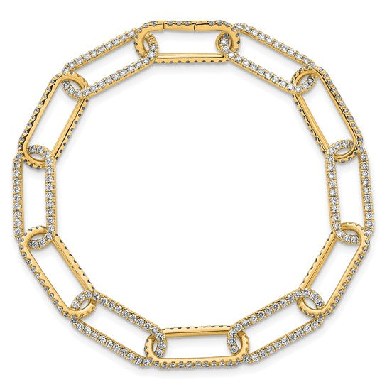 14K 3 1/2 Carat Lab Grown Diamond Pave Paperclip Bracelet